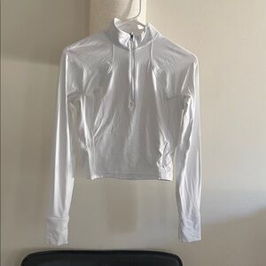 CRZ YOGA | White 1/4 Zip Long Sleeve Crop Athletic Top